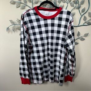 Hanna Andersson black & white buffalo plaid pajama top XL